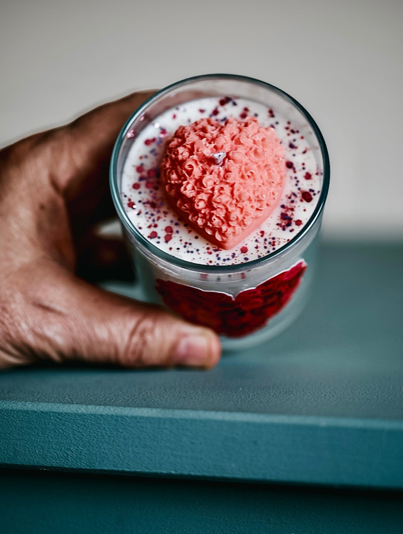 ❥ Vela en vaso con corazón rosa ( ¡¡PRECIO LIQUIDACIÓN!! )