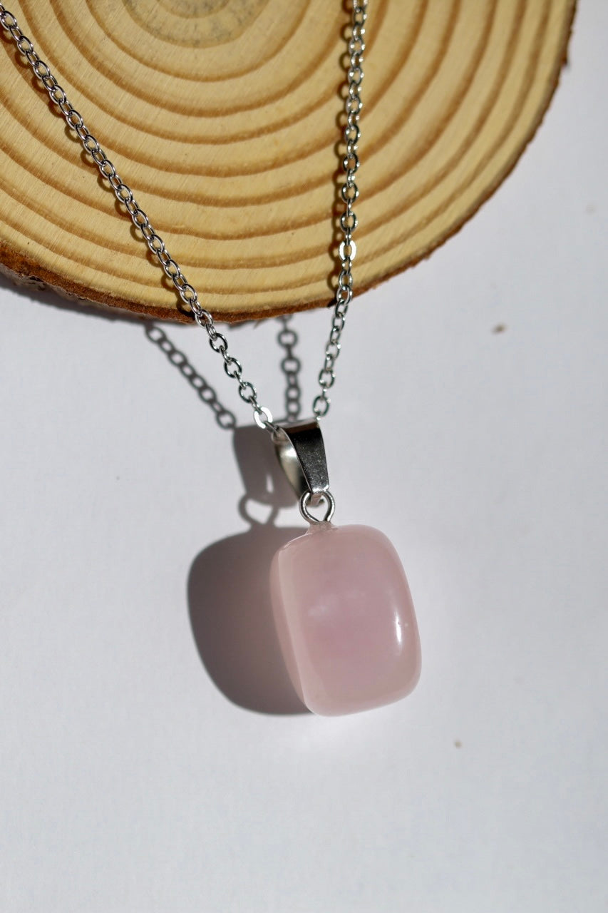 ❥ Colgante cristal cuarzo rosa ♡ (Amor, confianza, armonía)