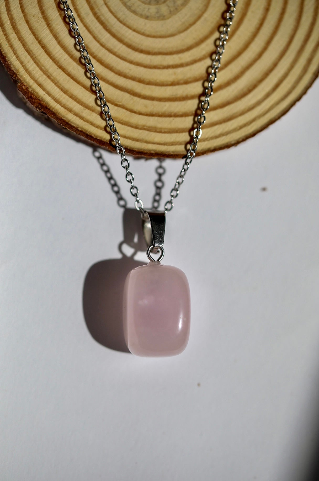 ❥ Colgante cristal cuarzo rosa ♡ (Amor, confianza, armonía)