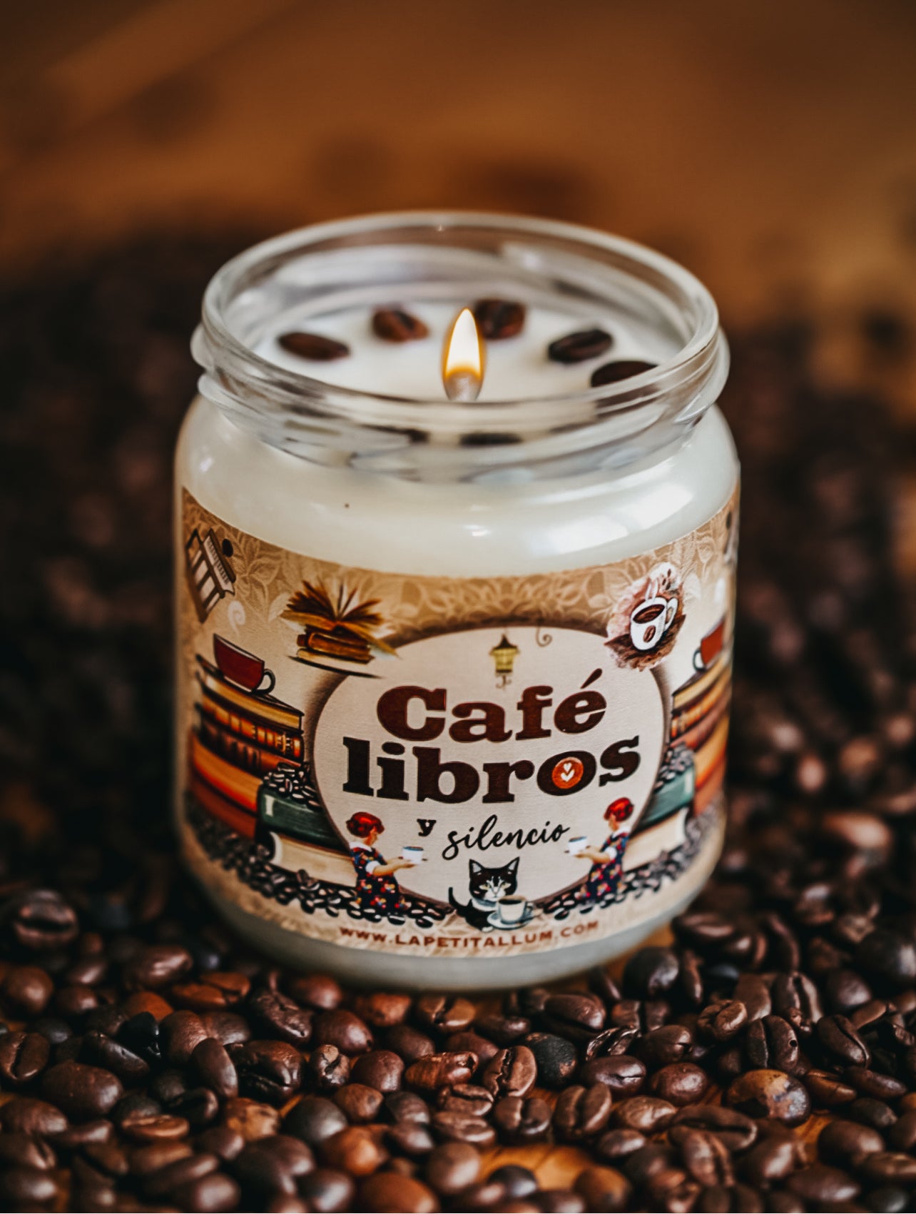 ❥ Vela "Café, libros y silencio" ☕️
