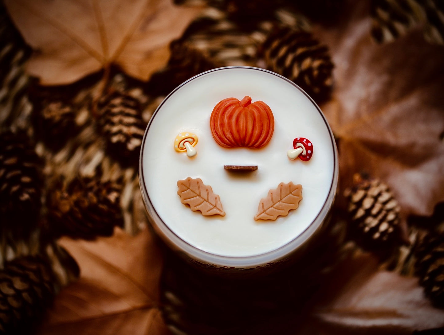 ❥ Vela de otoño en vaso, aroma: Pastel de calabaza/ Flor de naranja 🍁🍂