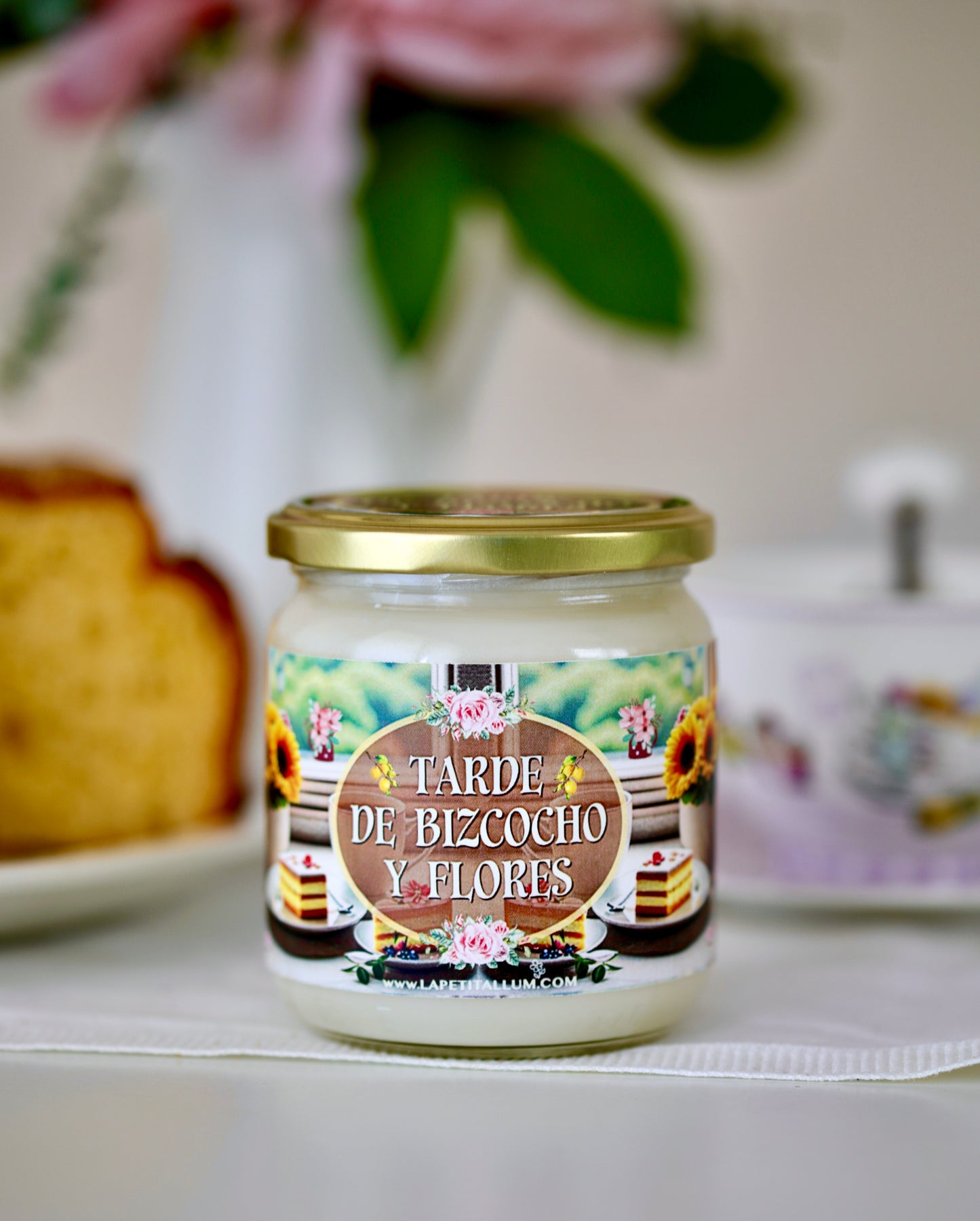 ❥ Vela "Tarde de bizcocho y flores"🧁