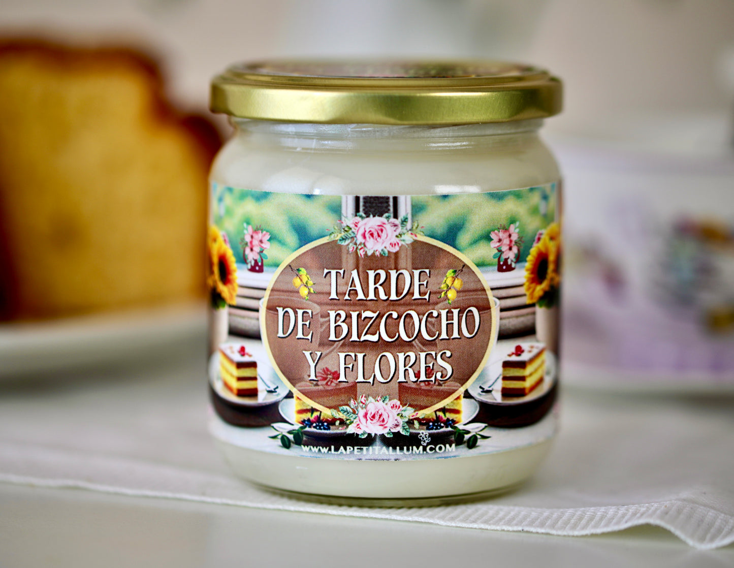 ❥ Vela "Tarde de bizcocho y flores"🧁