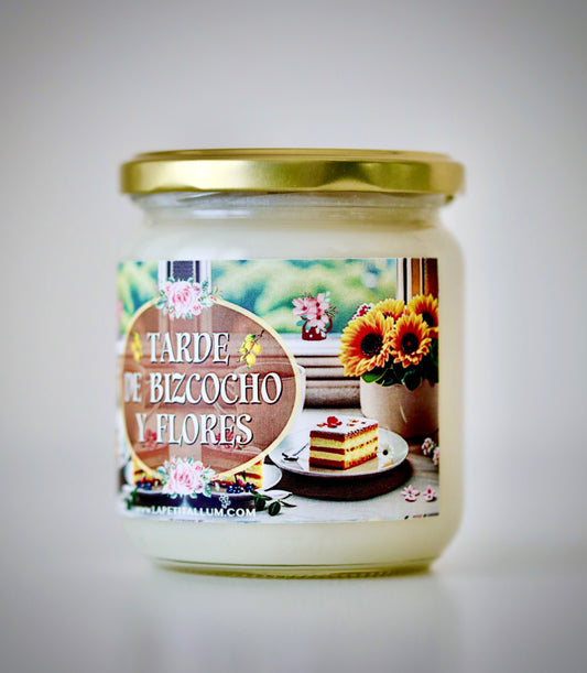 ❥ Vela "Tarde de bizcocho y flores"🧁