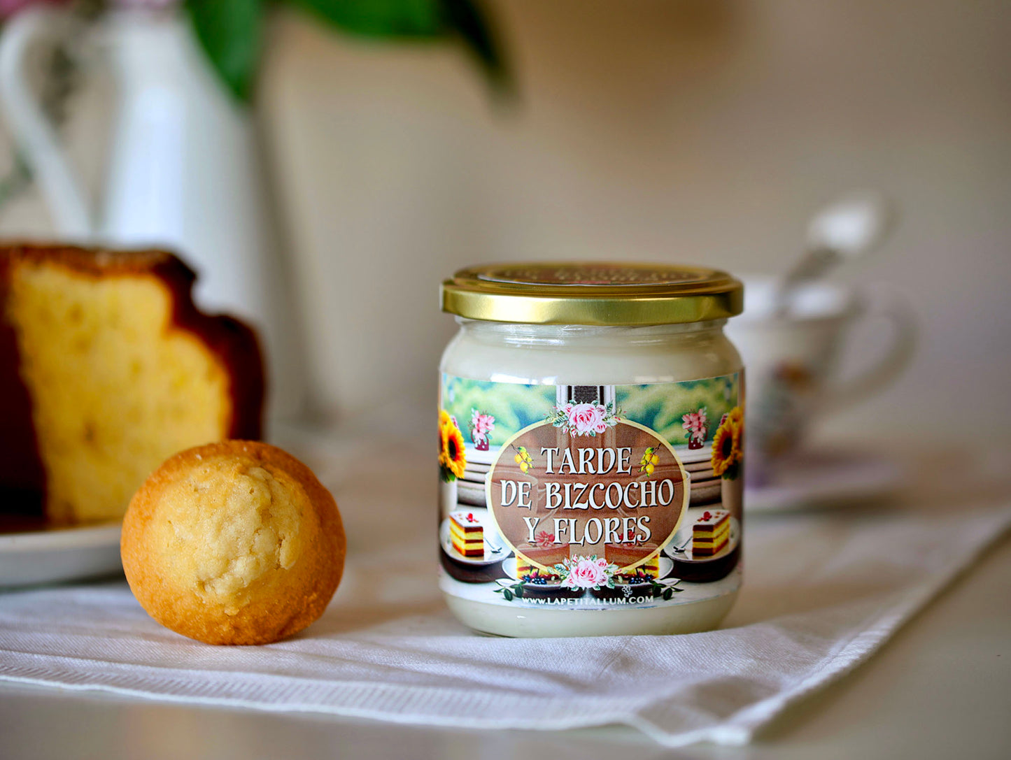 ❥ Vela "Tarde de bizcocho y flores"🧁