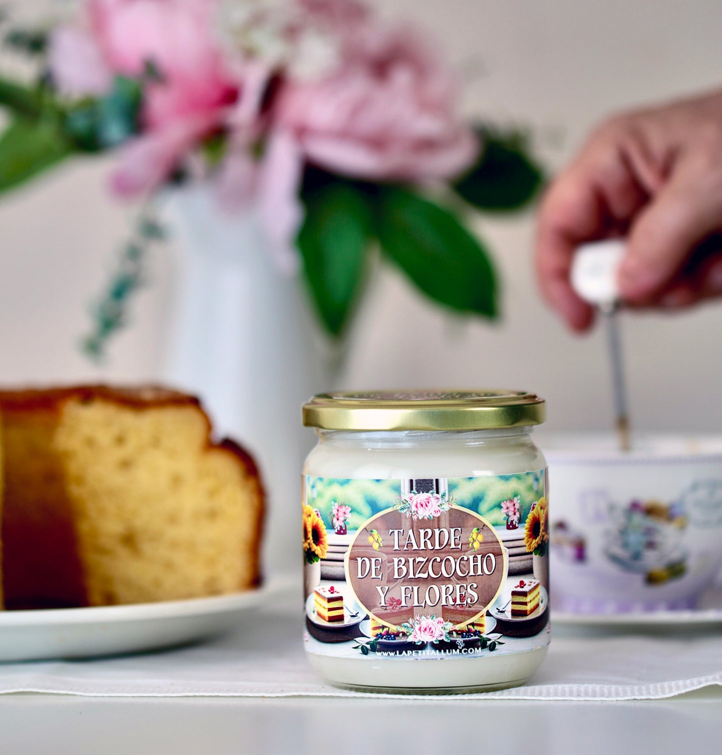 ❥ Vela "Tarde de bizcocho y flores"🧁