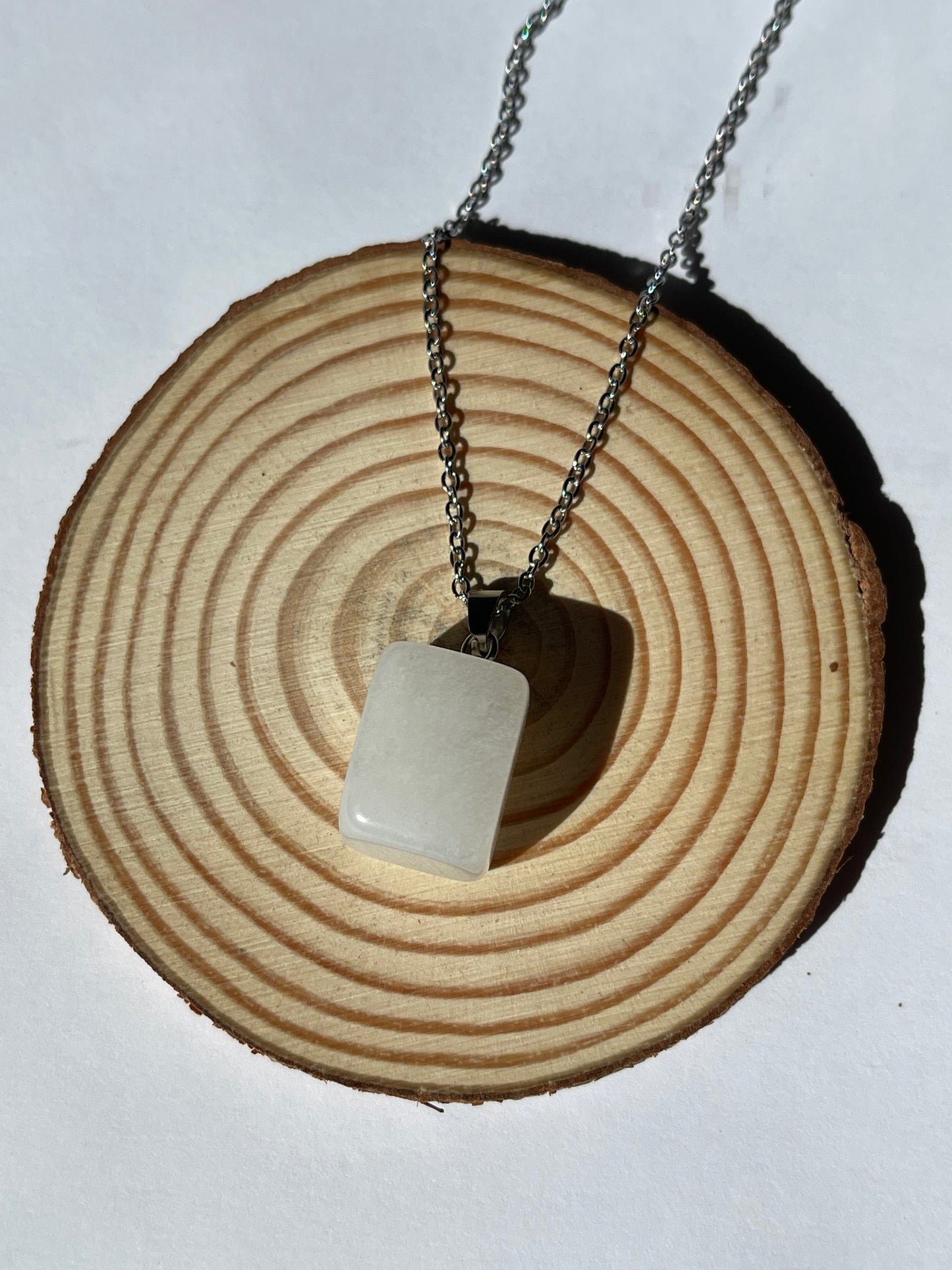 ❥ Colgante cristal jade blanco / (paz, equilibrio, pureza)