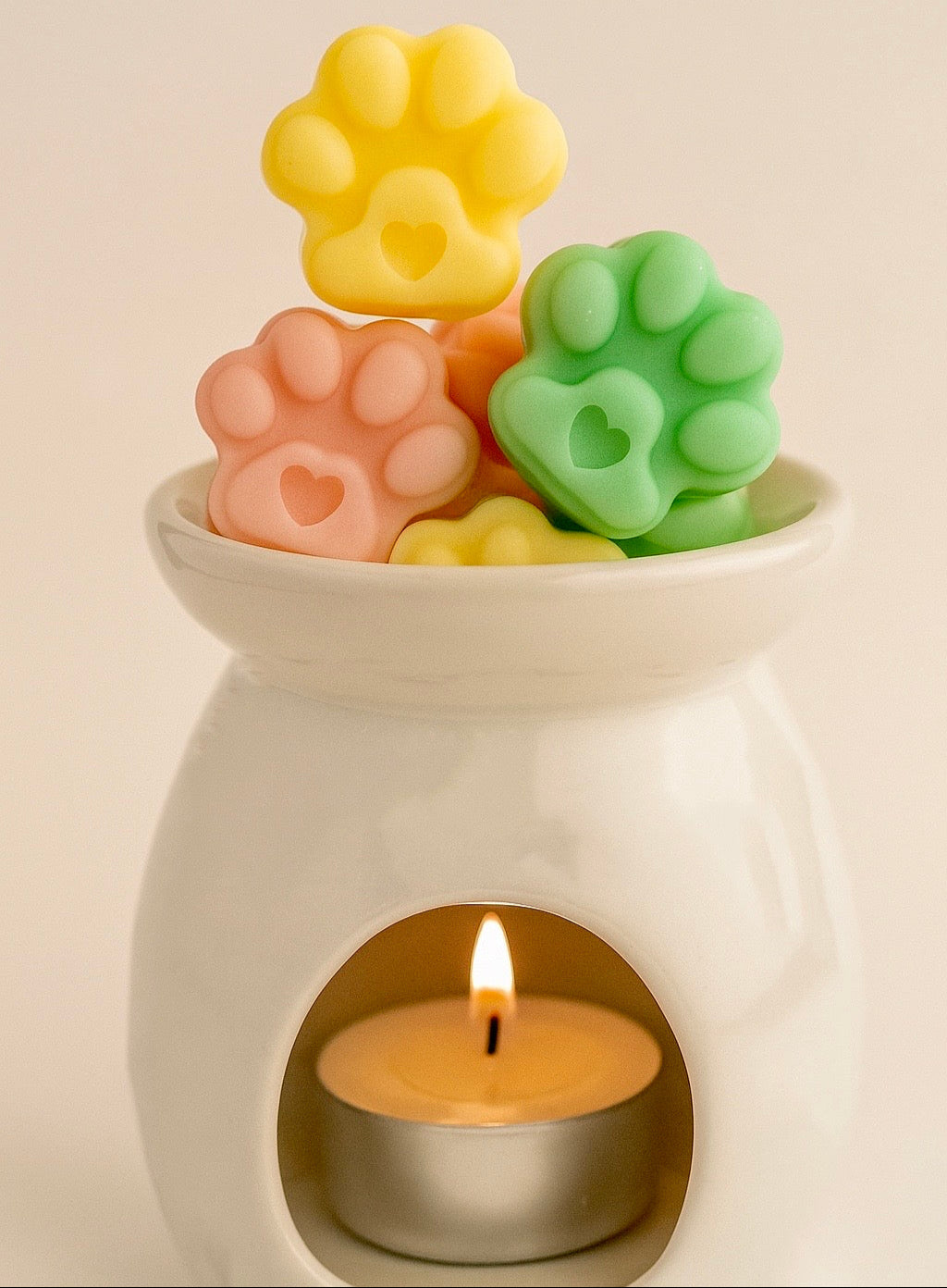 🐾 Melts en forma de huella, aroma chicle + vela de té - NOVEDAD-