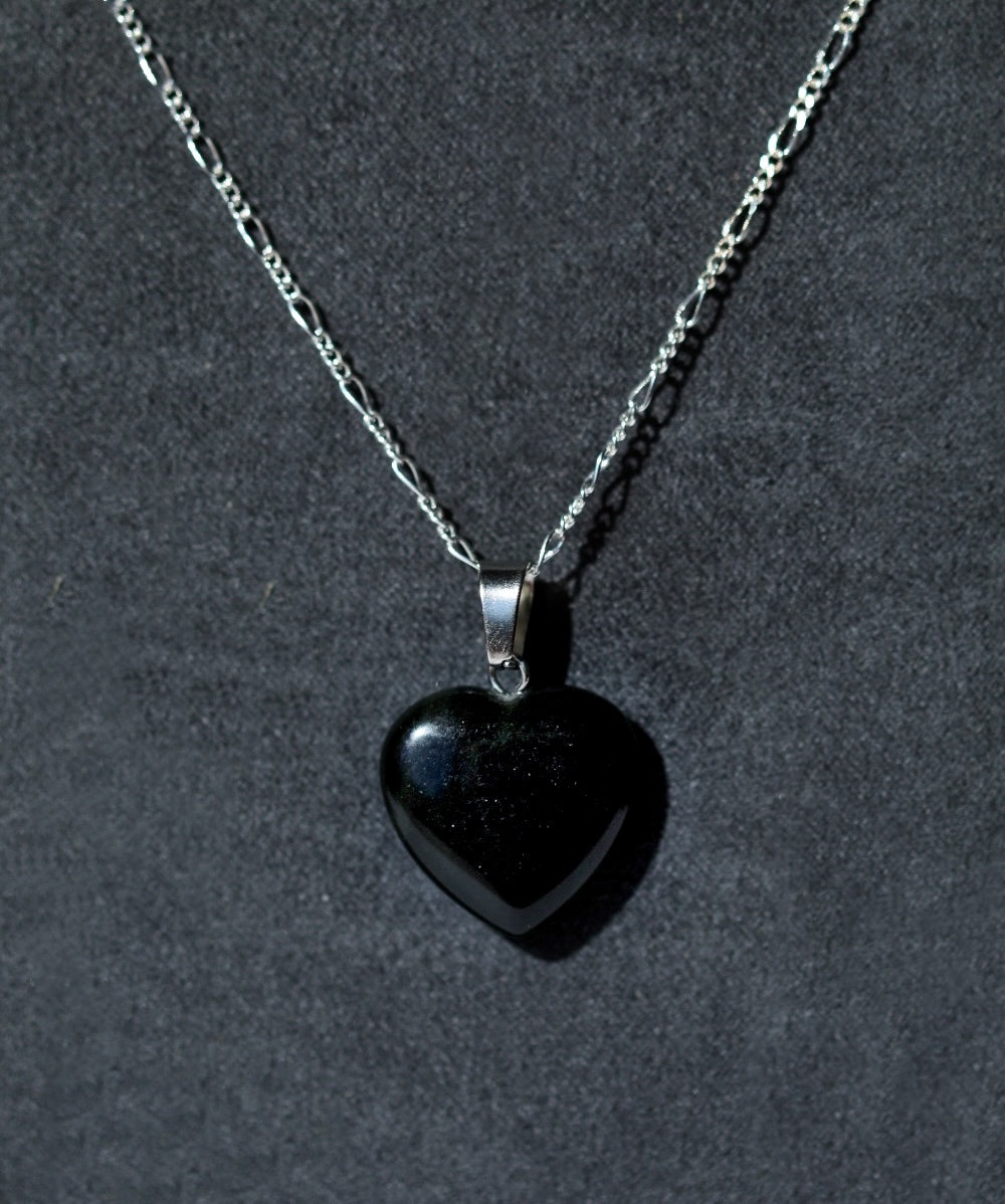 ❥ Colgante corazón obsidiana ♡ (Protección, equilibrio, autoconocimiento)