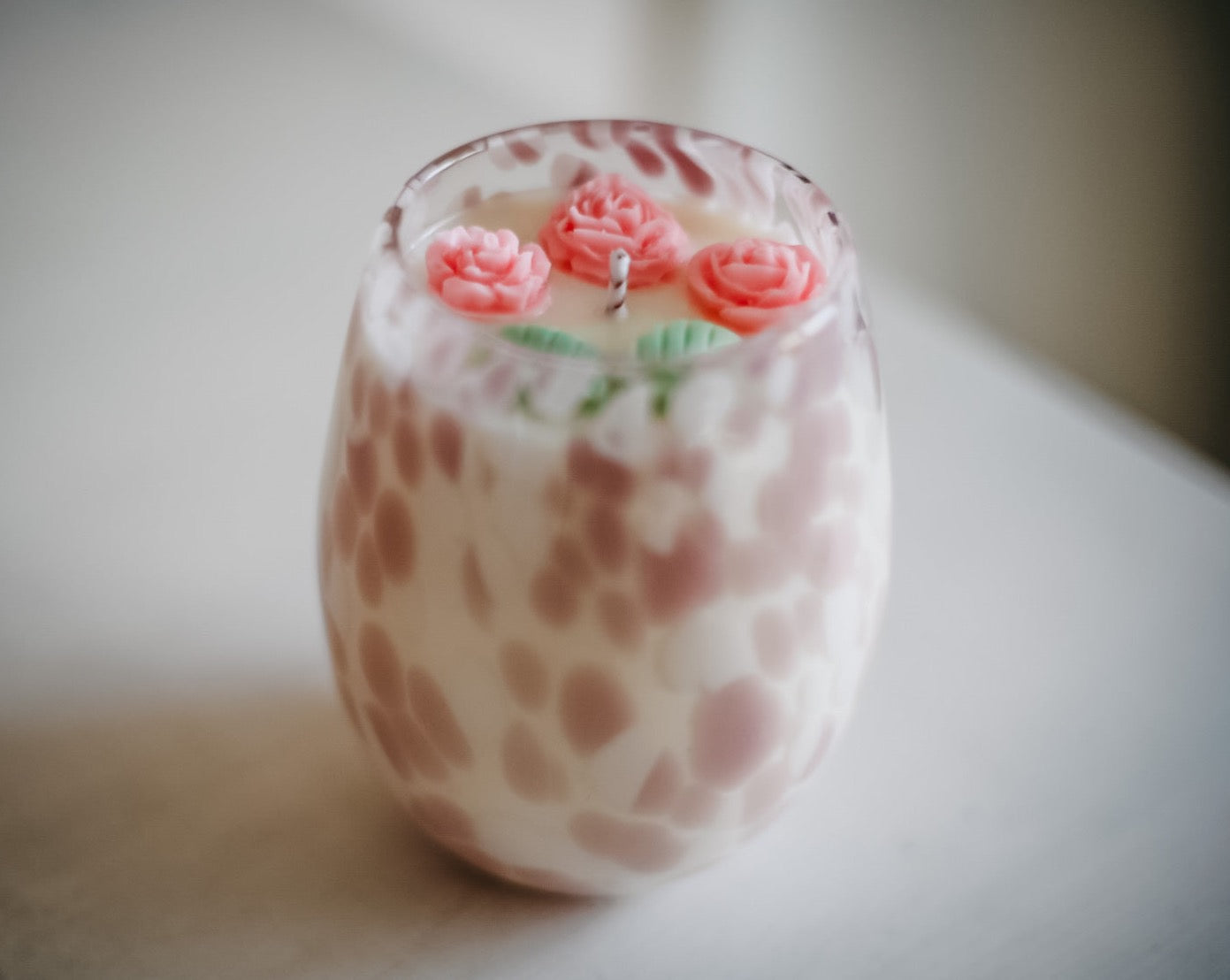 ❥ Vela floral em vidro decorativo 🌸 (Novidade)