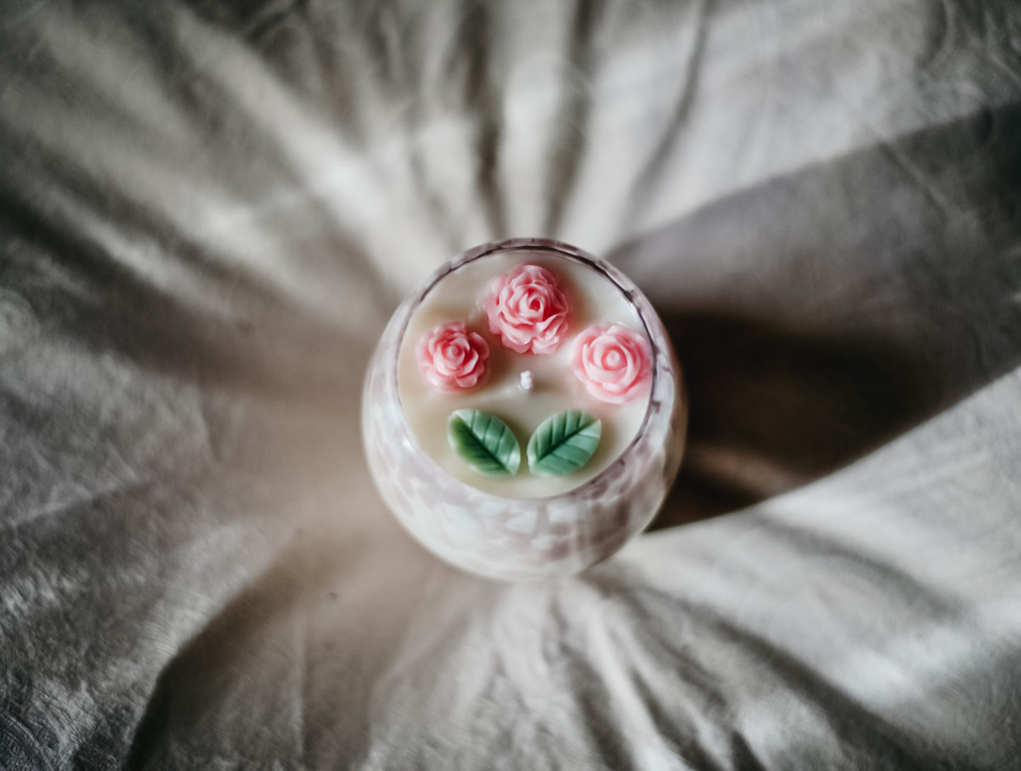 ❥ Vela floral em vidro decorativo 🌸 (Novidade)