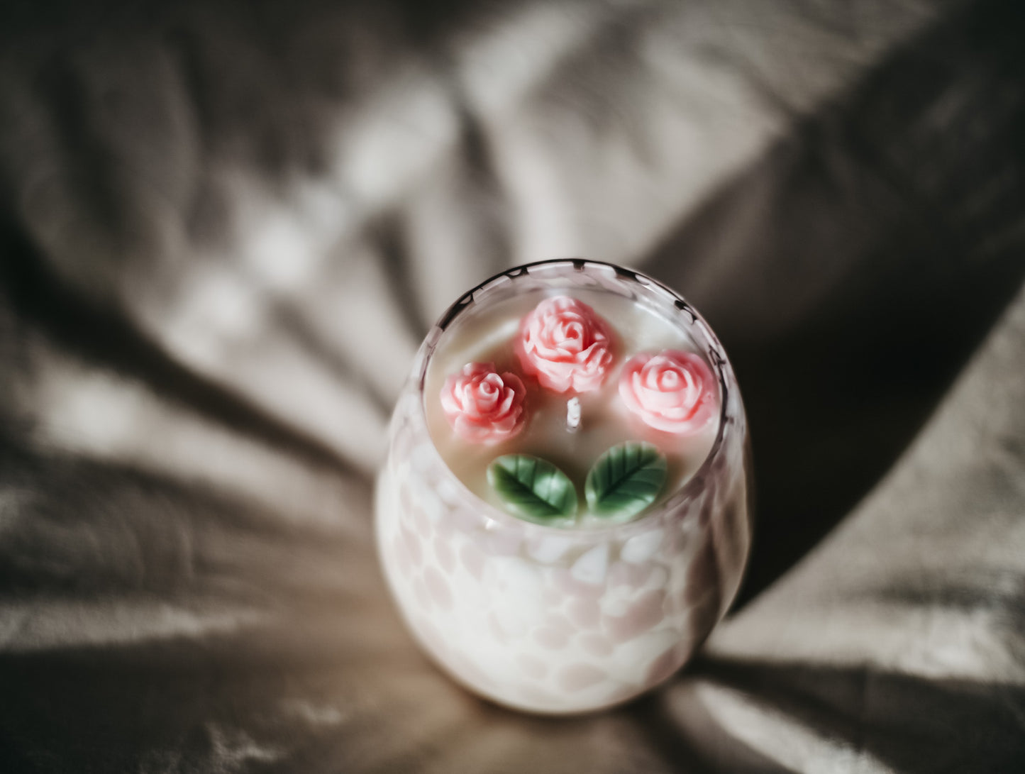 ❥ Vela floral em vidro decorativo 🌸 (Novidade)