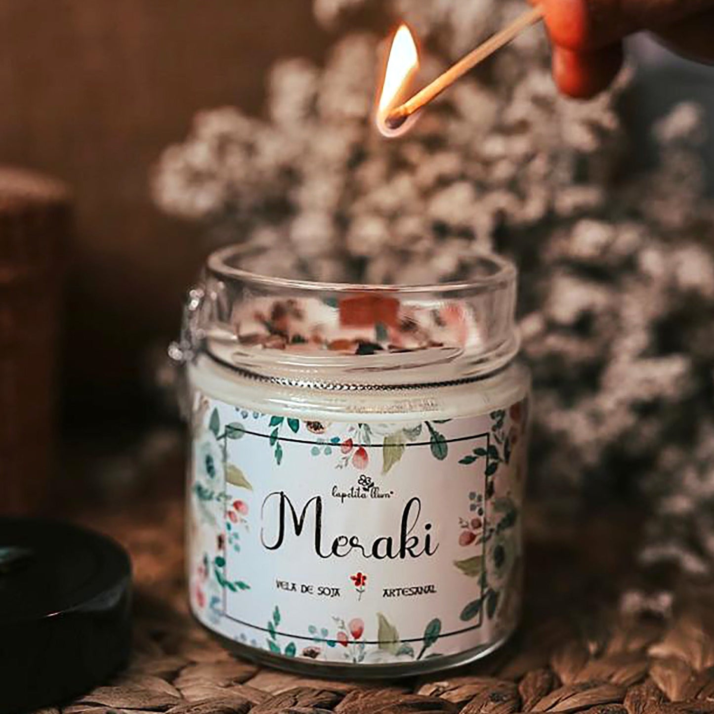 ❥ Vela "Meraki", con corazón de aventurina 💚