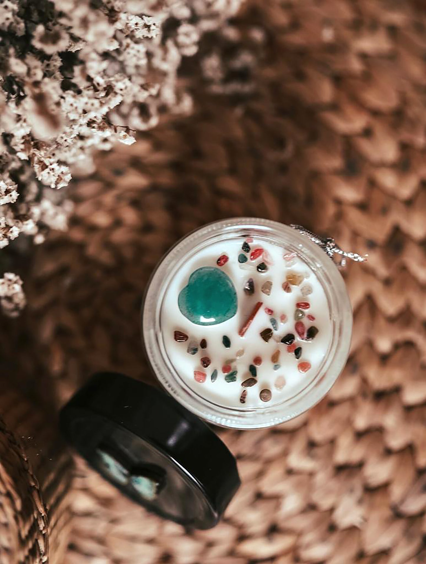 ❥ Vela "Meraki", con corazón de aventurina 💚