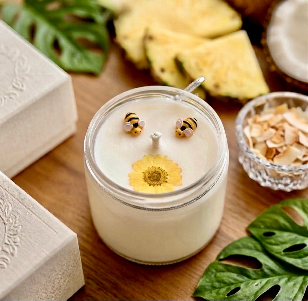 ❥ Vela de soja "Sunshine" 🌴☀ - Aroma piña colada -
