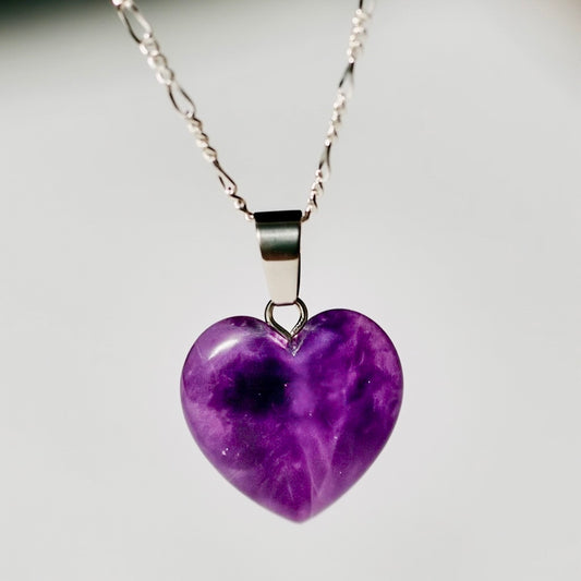 ❥ Colgante corazón de AMATISTA ♡ (Claridad, protección, calma)