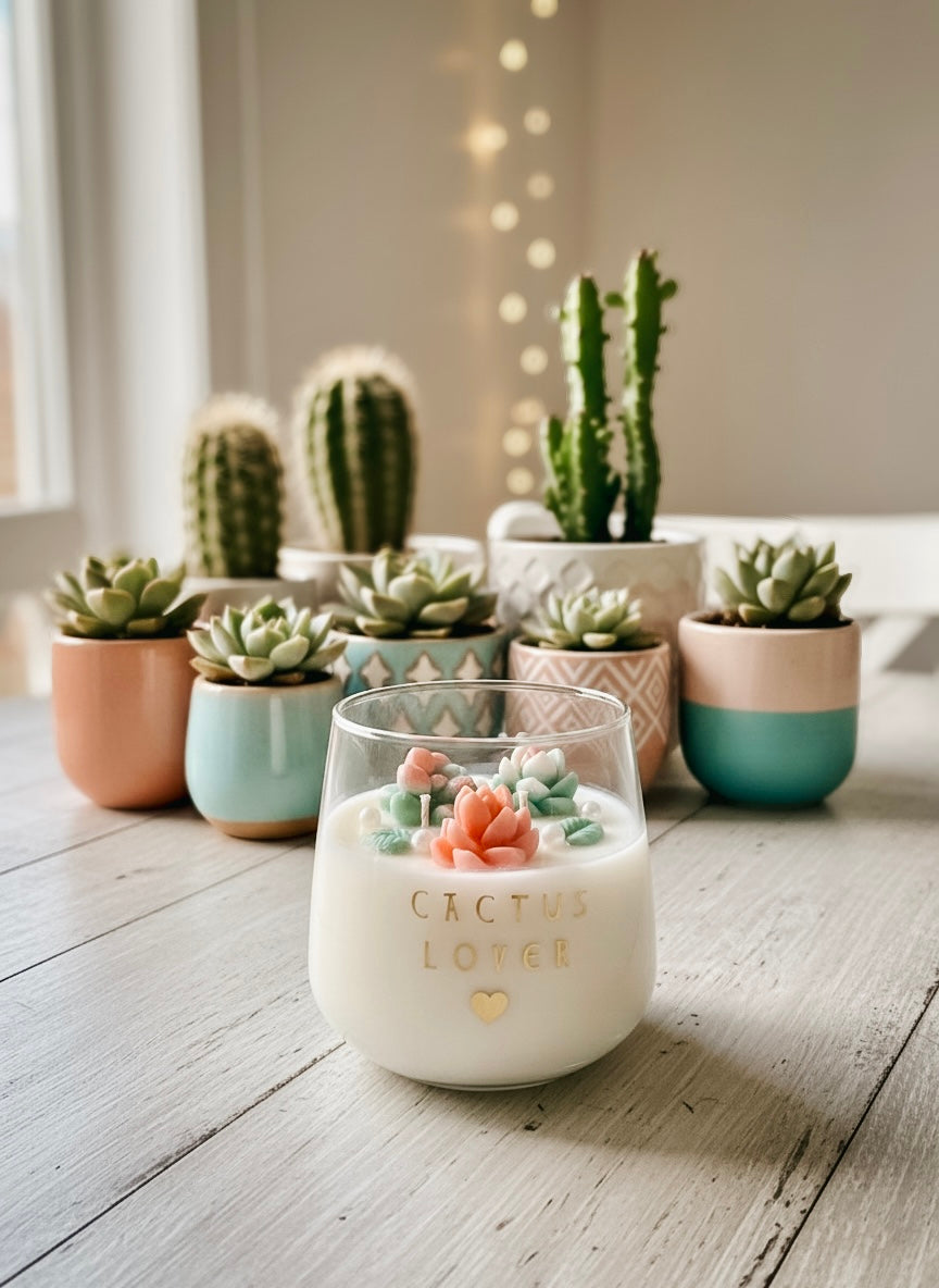 Vela en vaso "CACTUS LOVER" 🌵🪷