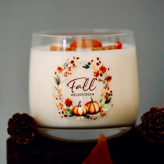 ❥ Vela de otoño en vaso, aroma flor de naranja 🍁🍂