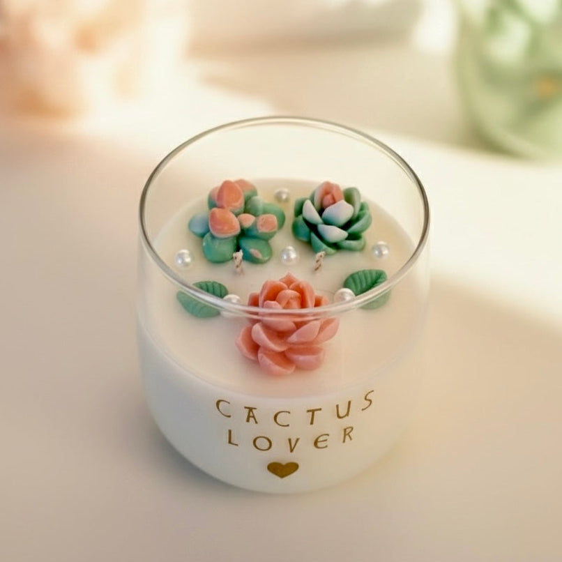 Vela en vaso "CACTUS LOVER" 🌵🪷