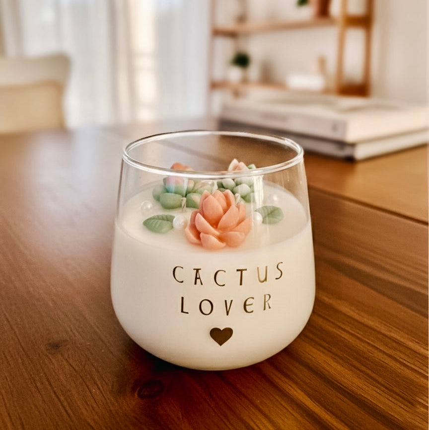 Vela en vaso "CACTUS LOVER" 🌵🪷