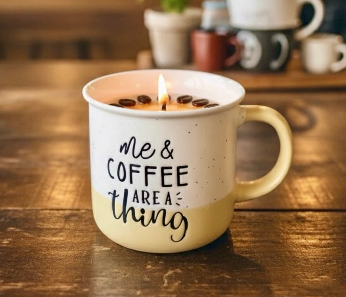 ❥ Vela de soja en taza - Aroma café