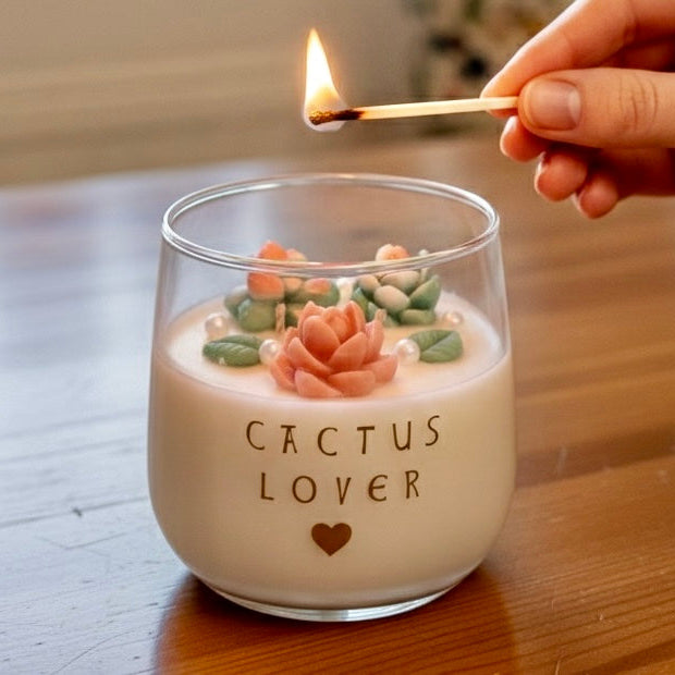Vela en vaso "CACTUS LOVER" 🌵🪷
