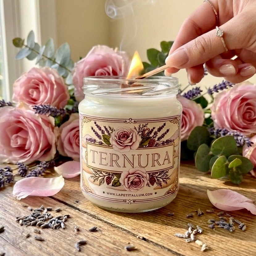 ❥ Vela "Ternura" 💕 (Aroma floral, base lavanda)