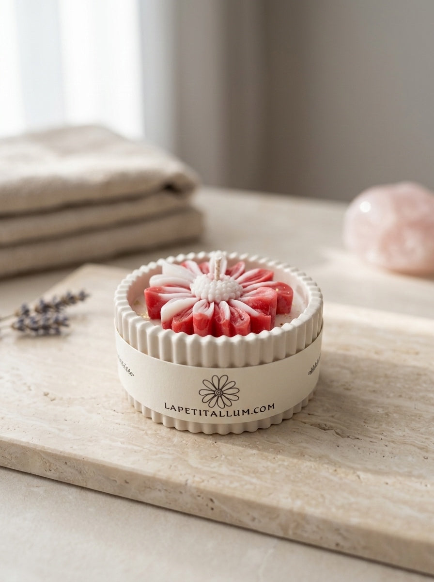 ❥ Vela FLORA - Con margarita de cera