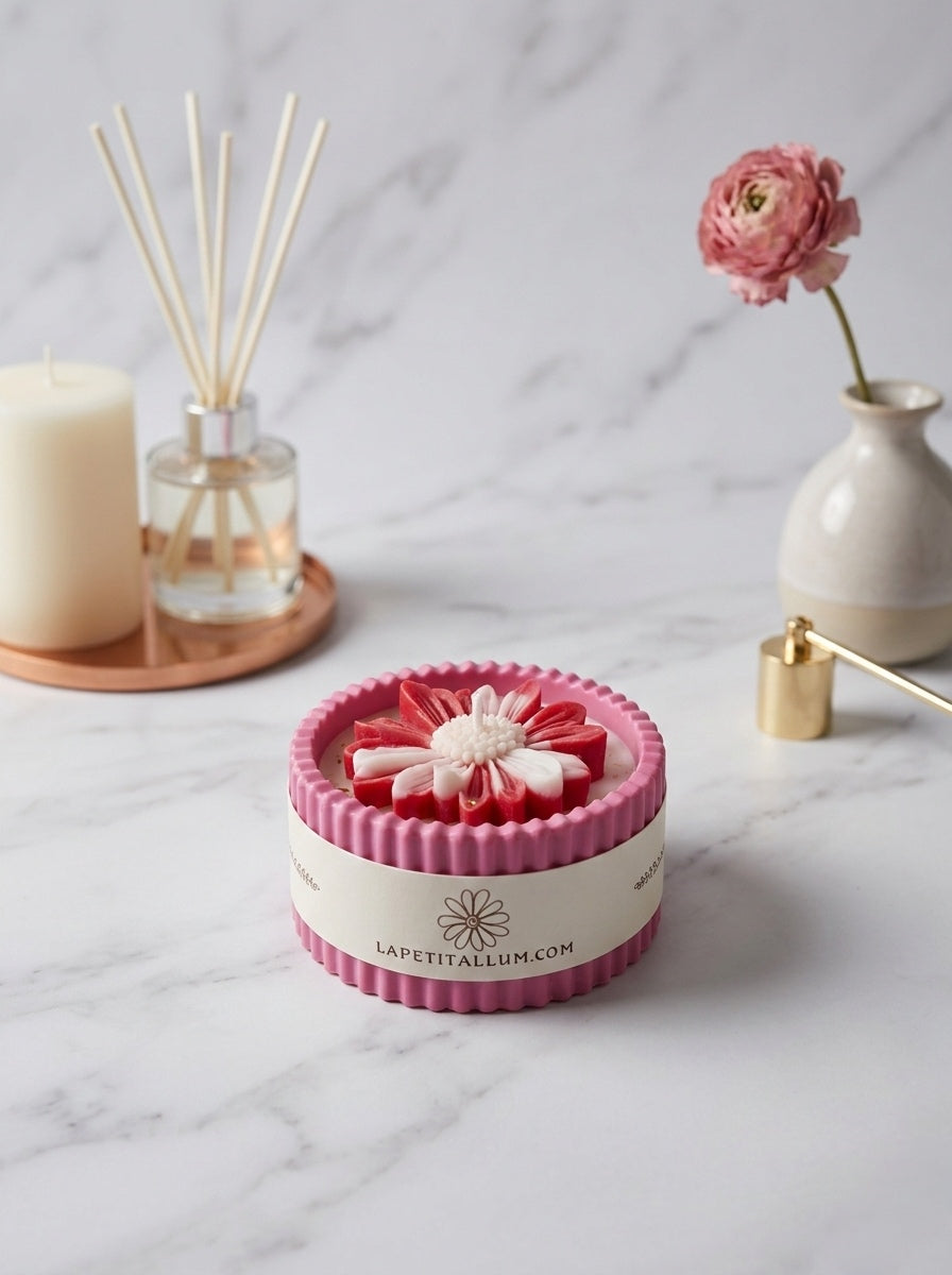 ❥ Vela FLORA - Con margarita de cera