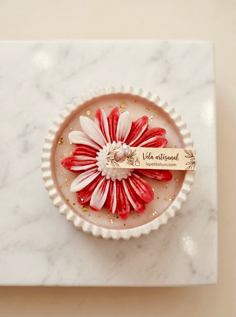❥ Vela FLORA - Con margarita de cera