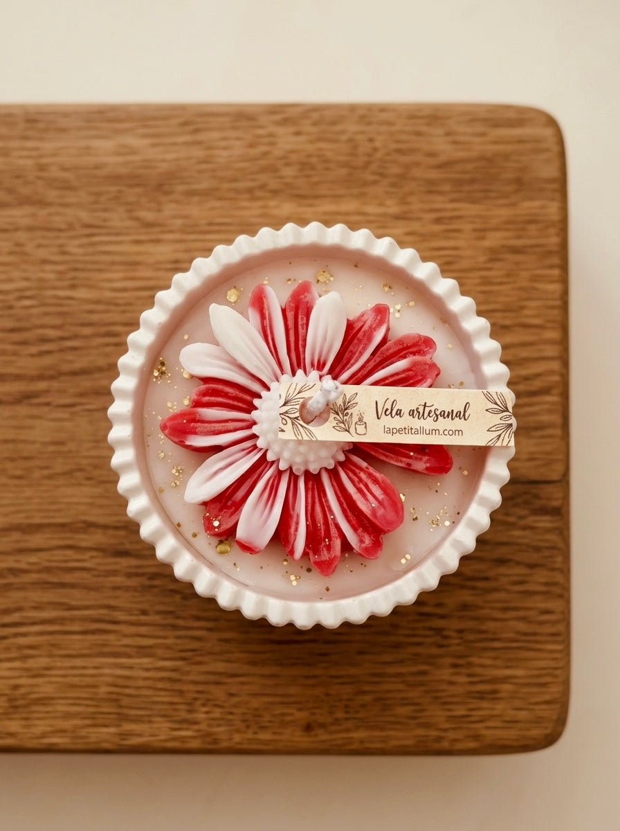 ❥ Vela FLORA - Con margarita de cera