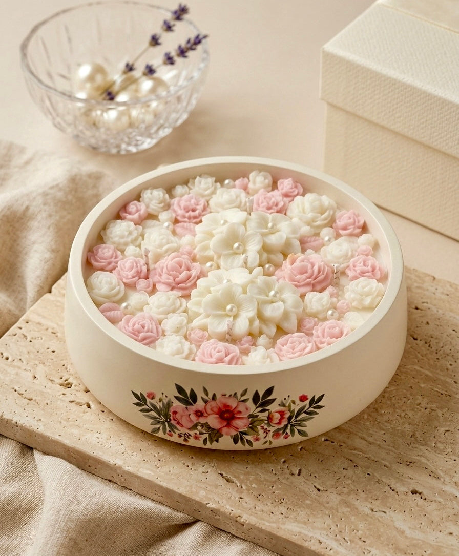 ❥ Vela GRETA ✨Jardín floral (tamaño XL)