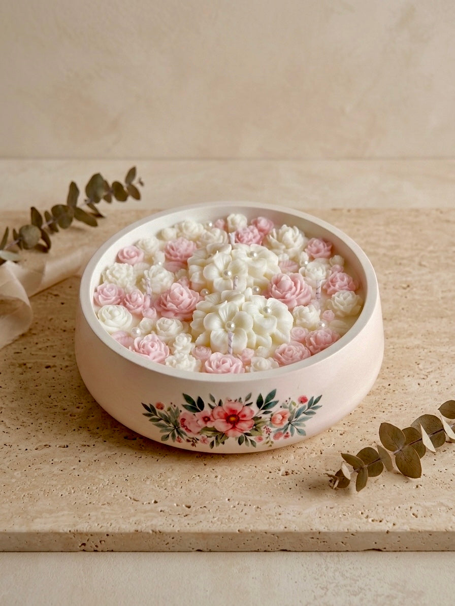 ❥ Vela GRETA ✨Jardín floral (tamaño XL)