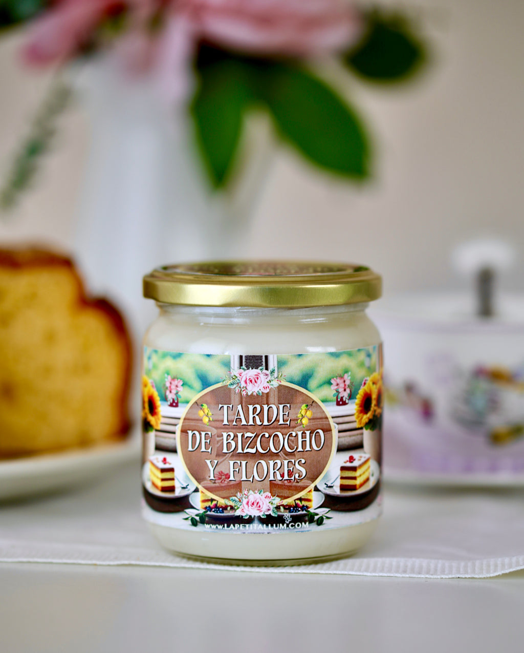 ❥ Vela "Tarde de bizcocho y flores"🧁