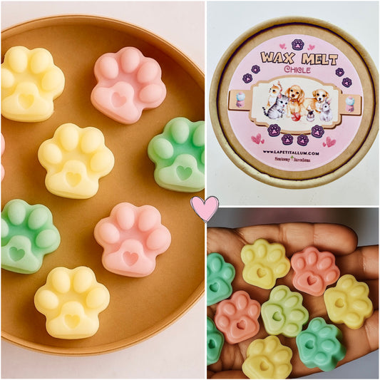 🐾  Melts en forma de huella, aroma chicle + vela de té - NOVEDAD-