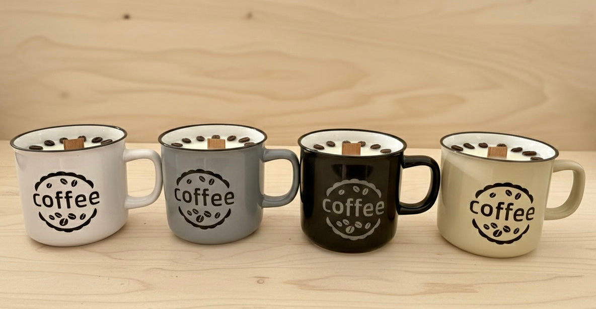 ❥ Vela café en taza (Apta para microondas y lavavajillas) ☕️