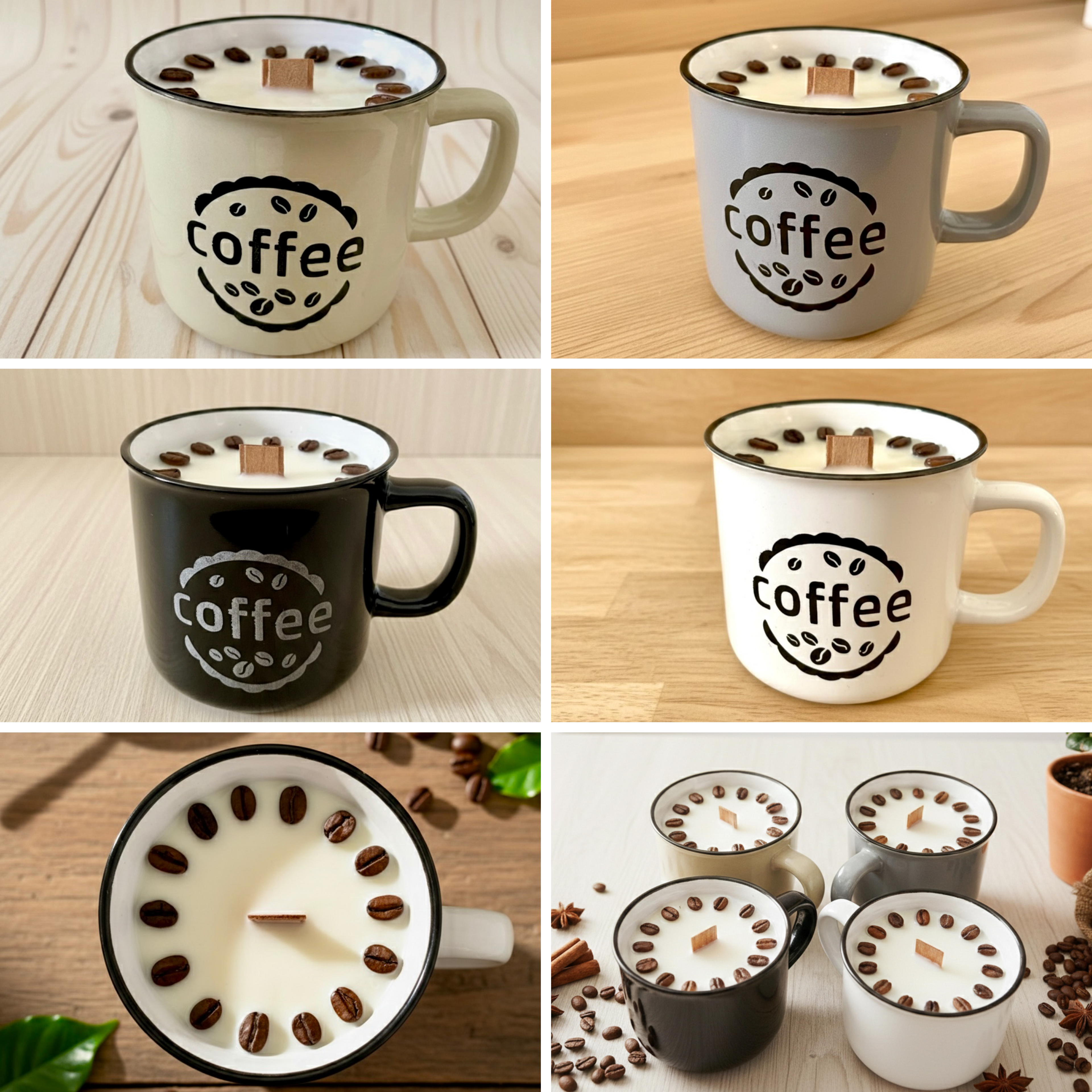 ❥ Vela café en taza (Apta para microondas y lavavajillas) ☕️