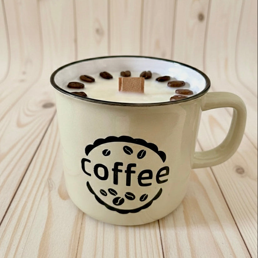 ❥ Vela café en taza (Apta para microondas y lavavajillas) ☕️