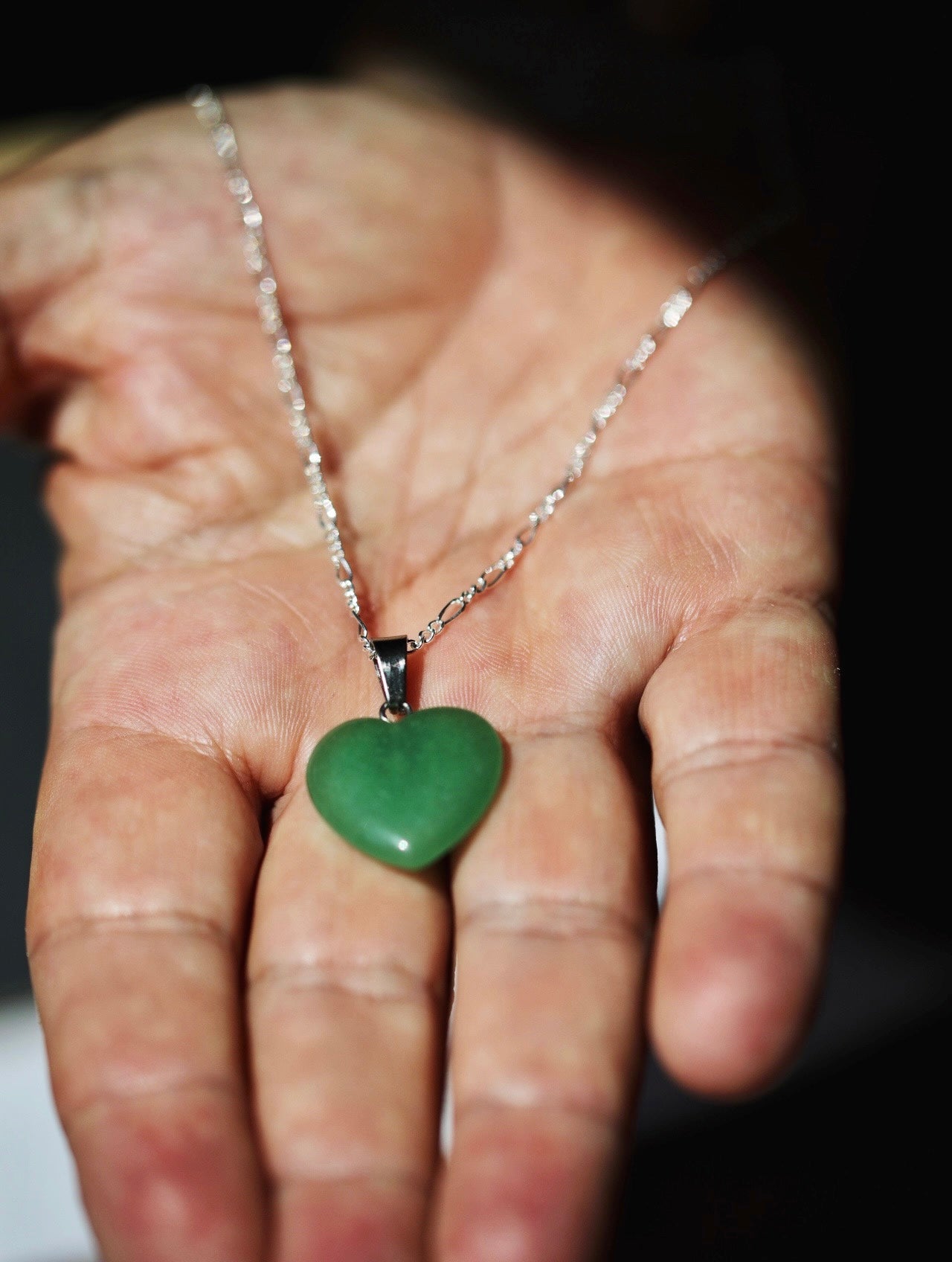 ❥ Colgante corazón de aventurina verde ♡ (Prosperidad, renovación, abundancia)