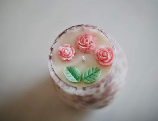 ❥ Vela floral en vaso decorativo 🌸 (Nuevo)
